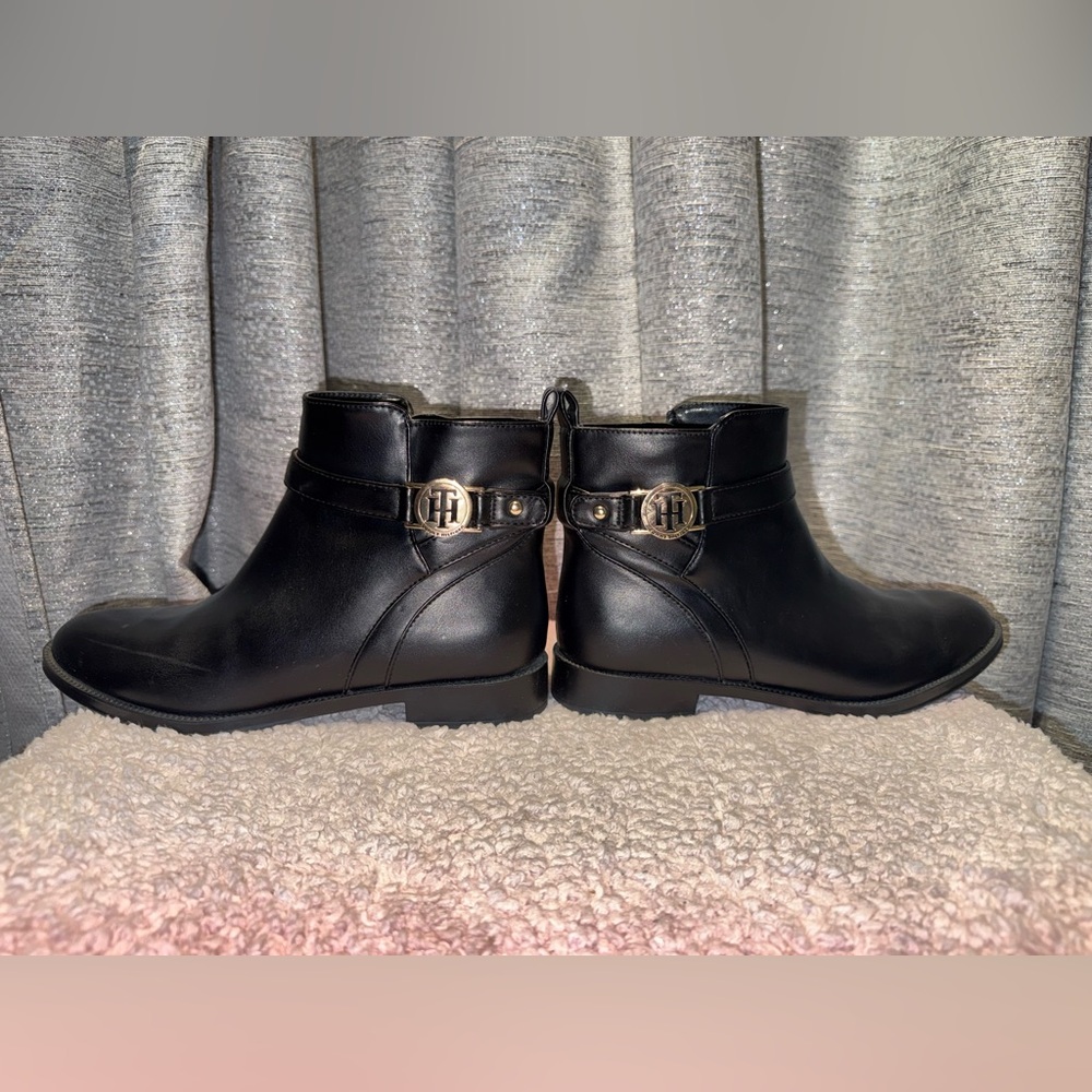 Elegant Black Ankle Booties with Gold Accent